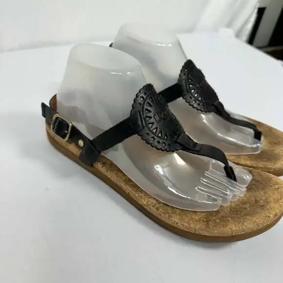 UGG Women's Ayden II Leather Thong Strap Sandals Shoes Size 10 - Picture 2 of 9